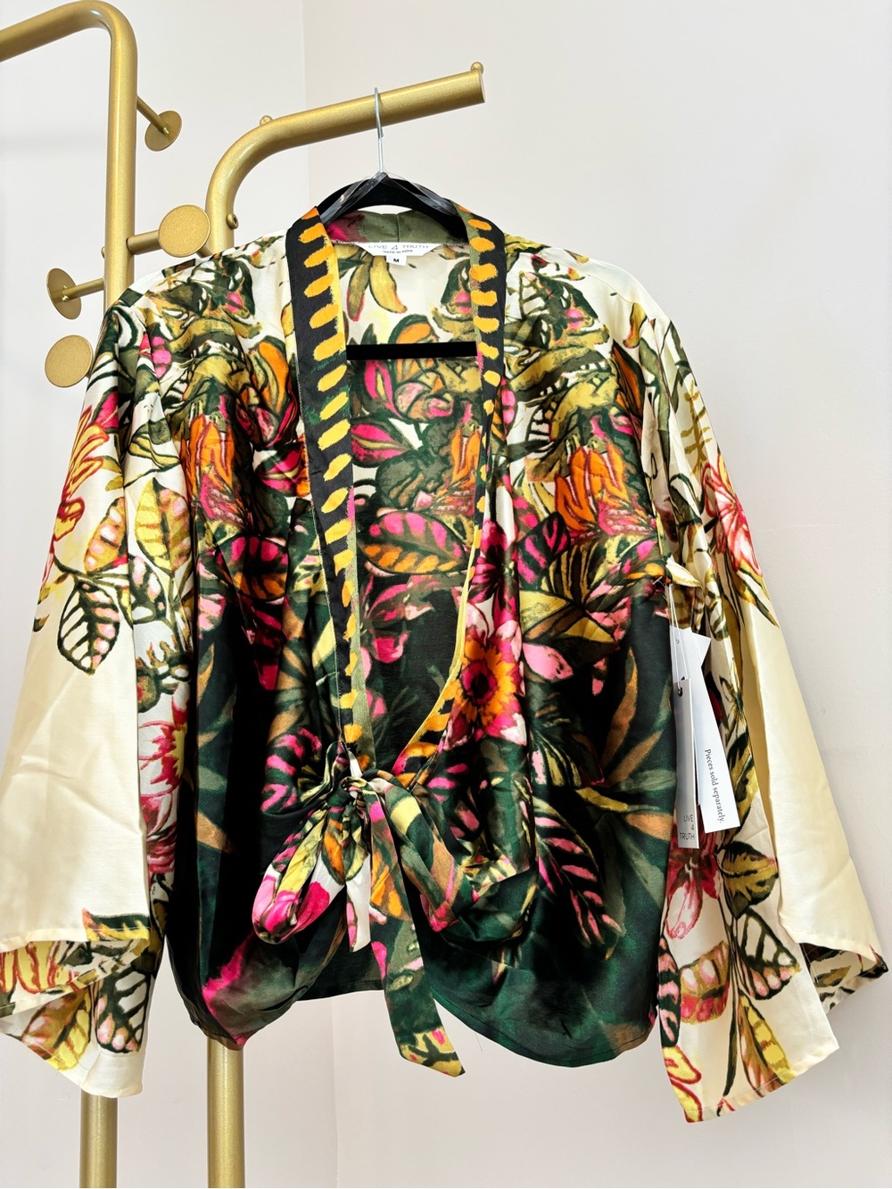 Live 4 Truth Floral Tie-Front Kimono Top - Green, Pink, Orange, Cream